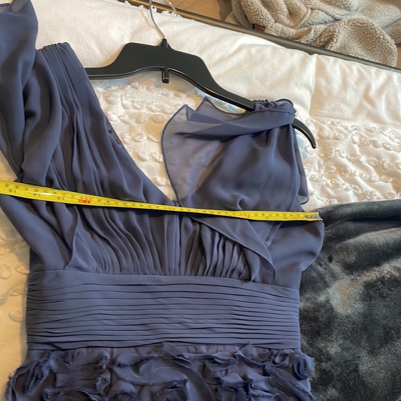 🩷JS Collections, blueish periwinkle flutter sleeves embellished ribbon dress 0 - Picture 9 of 11